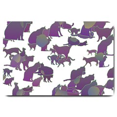 Many Cats Silhouettes Texture Large Doormat  by Amaryn4rt