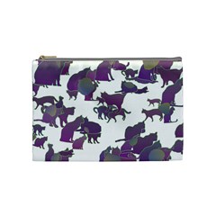 Many Cats Silhouettes Texture Cosmetic Bag (medium)  by Amaryn4rt