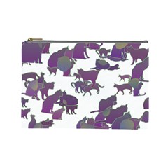 Many Cats Silhouettes Texture Cosmetic Bag (large)  by Amaryn4rt