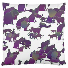 Many Cats Silhouettes Texture Large Flano Cushion Case (two Sides) by Amaryn4rt