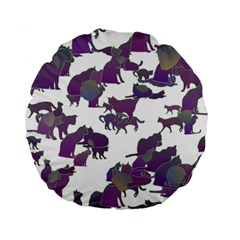 Many Cats Silhouettes Texture Standard 15  Premium Flano Round Cushions by Amaryn4rt