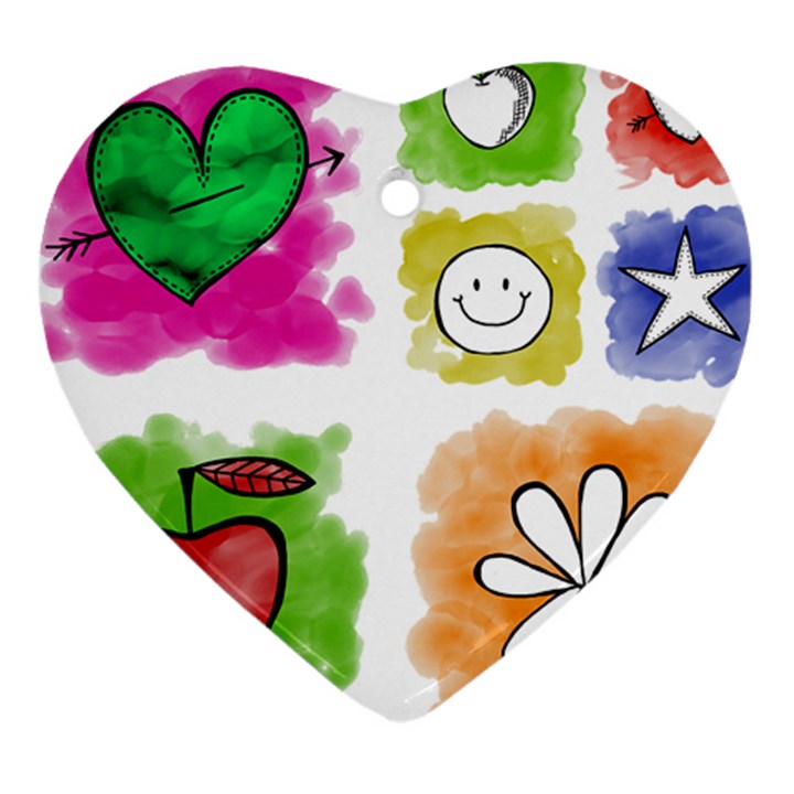 A Set Of Watercolour Icons Ornament (Heart)