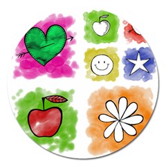 A Set Of Watercolour Icons Magnet 5  (round)