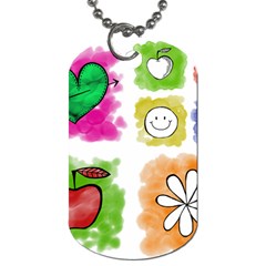 A Set Of Watercolour Icons Dog Tag (one Side) by Amaryn4rt