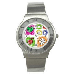 A Set Of Watercolour Icons Stainless Steel Watch by Amaryn4rt