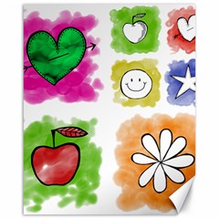 A Set Of Watercolour Icons Canvas 16  X 20   by Amaryn4rt