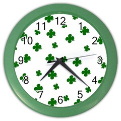 St  Patrick s Clover Pattern Color Wall Clocks by Valentinaart