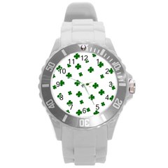 St  Patrick s Clover Pattern Round Plastic Sport Watch (l) by Valentinaart