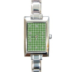 St  Patricks Day Plaid Pattern Rectangle Italian Charm Watch by Valentinaart