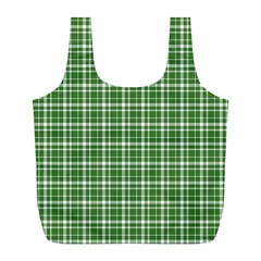 St  Patricks Day Plaid Pattern Full Print Recycle Bags (l) 