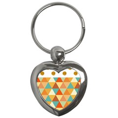 Golden Dots And Triangles Pattern Key Chains (heart)  by TastefulDesigns