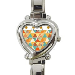 Golden Dots And Triangles Pattern Heart Italian Charm Watch