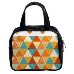 Golden Dots And Triangles Pattern Classic Handbags (2 Sides) by TastefulDesigns