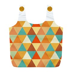 Golden Dots And Triangles Pattern Full Print Recycle Bags (l) 