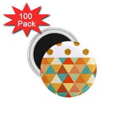 Golden Dots And Triangles Patern 1 75  Magnets (100 Pack) 