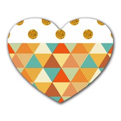 Golden Dots And Triangles Patern Heart Mousepads by TastefulDesigns