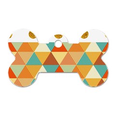 Golden Dots And Triangles Patern Dog Tag Bone (two Sides)