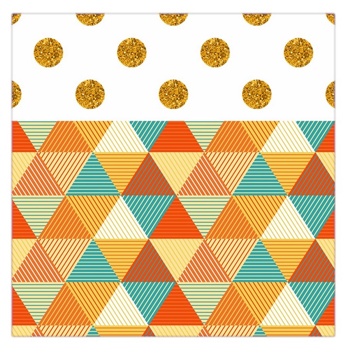 GOLDEN DOTS AND TRIANGLES PATERN Large Satin Scarf (Square)