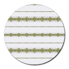 Ethnic Floral Stripes Round Mousepads by dflcprints