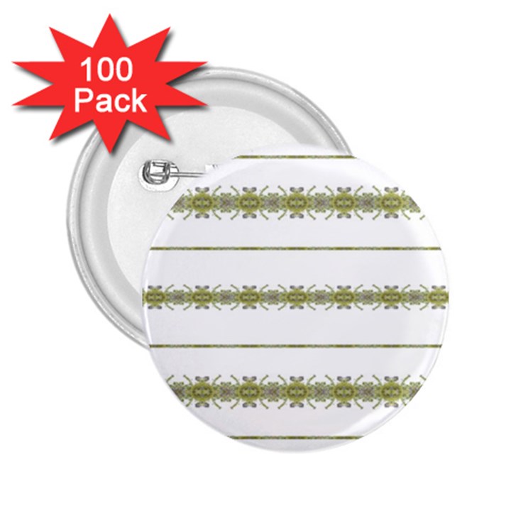 Ethnic Floral Stripes 2.25  Buttons (100 pack) 