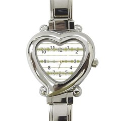 Ethnic Floral Stripes Heart Italian Charm Watch