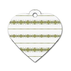 Ethnic Floral Stripes Dog Tag Heart (two Sides) by dflcprints