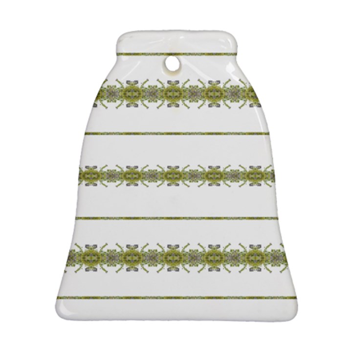 Ethnic Floral Stripes Bell Ornament (Two Sides)