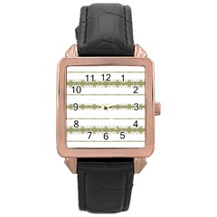 Ethnic Floral Stripes Rose Gold Leather Watch  by dflcprints