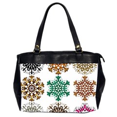 A Set Of 9 Nine Snowflakes On White Office Handbags (2 Sides) 