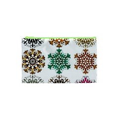 A Set Of 9 Nine Snowflakes On White Cosmetic Bag (xs)