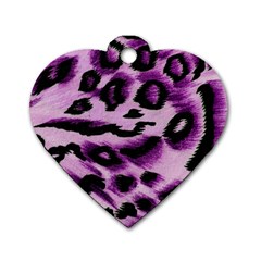 Background Fabric Animal Motifs Lilac Dog Tag Heart (two Sides) by Amaryn4rt