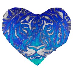 Background Fabric With Tiger Head Pattern Large 19  Premium Heart Shape Cushions by Amaryn4rt