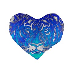 Background Fabric With Tiger Head Pattern Standard 16  Premium Flano Heart Shape Cushions by Amaryn4rt