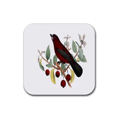 Bird On Branch Illustration Rubber Coaster (square)  by Amaryn4rt