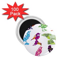 Birds Colorful Floral Funky 1 75  Magnets (100 Pack)  by Amaryn4rt