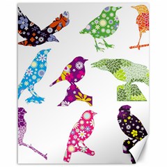 Birds Colorful Floral Funky Canvas 16  X 20  