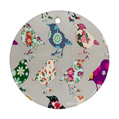 Birds Floral Pattern Wallpaper Ornament (round)