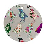 Birds Floral Pattern Wallpaper Ornament (Round) Front