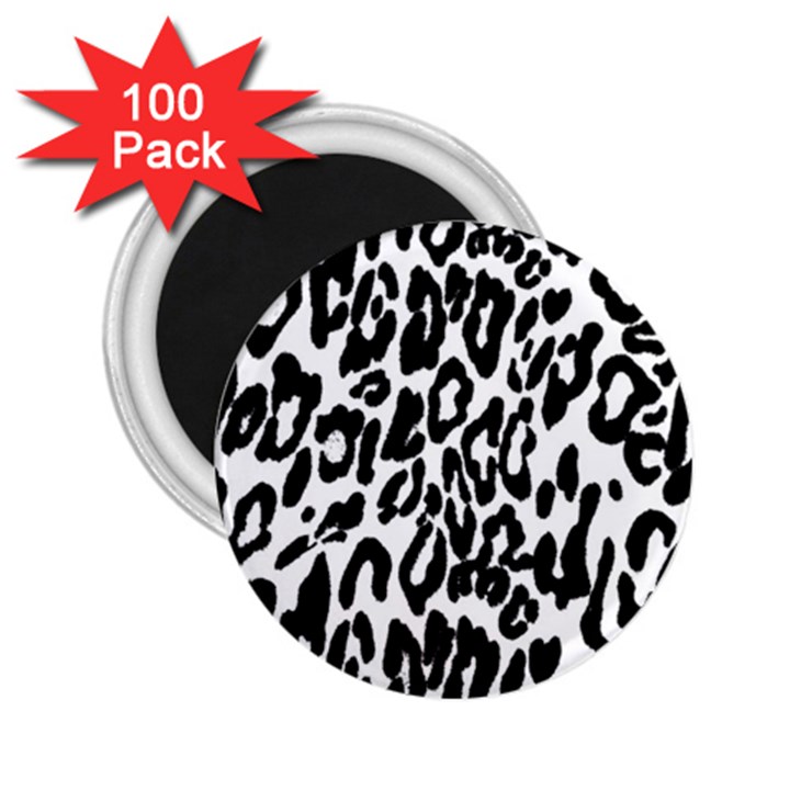 Black And White Leopard Skin 2.25  Magnets (100 pack) 