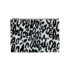 Black And White Leopard Skin Cosmetic Bag (medium)  by Amaryn4rt