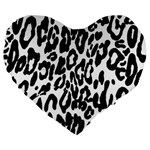 Black And White Leopard Skin Large 19  Premium Heart Shape Cushions Front