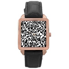 Black And White Leopard Skin Rose Gold Leather Watch  by Amaryn4rt