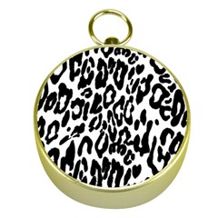 Black And White Leopard Skin Gold Compasses by Amaryn4rt