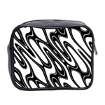 Black And White Wave Abstract Mini Toiletries Bag 2-Side Back