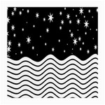 Black And White Waves And Stars Abstract Backdrop Clipart Medium Glasses Cloth (2-Side) Back