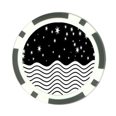 Black And White Waves And Stars Abstract Backdrop Clipart Poker Chip Card Guard (10 Pack) by Amaryn4rt