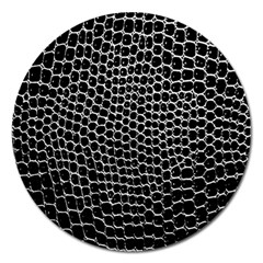 Black White Crocodile Background Magnet 5  (round) by Amaryn4rt