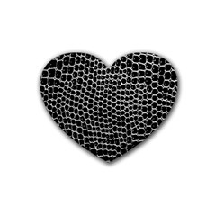 Black White Crocodile Background Rubber Coaster (heart)  by Amaryn4rt