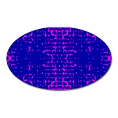 Blue And Pink Pixel Pattern Oval Magnet by Amaryn4rt