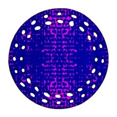 Blue And Pink Pixel Pattern Round Filigree Ornament (two Sides) by Amaryn4rt